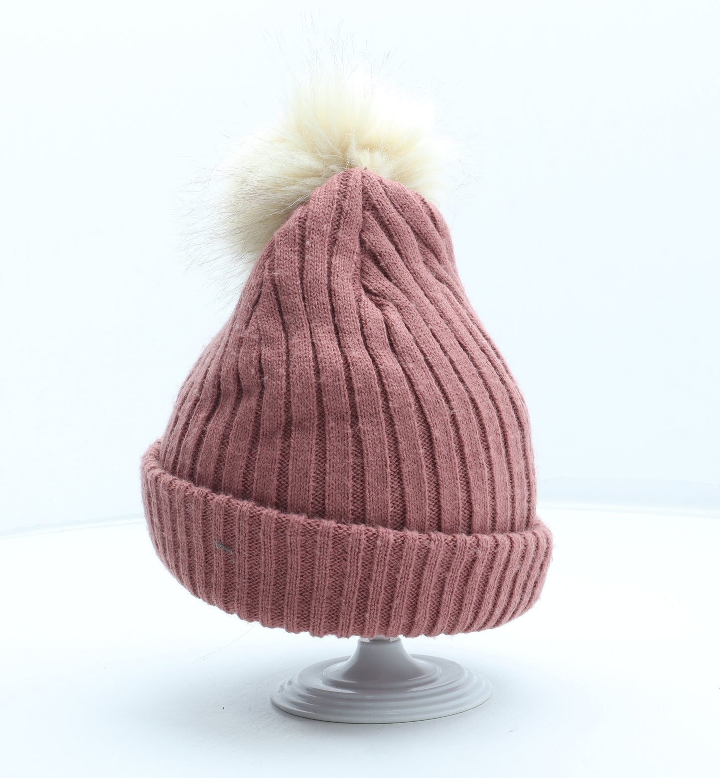 M&Co Womens Pink Acrylic Bobble Hat One Size