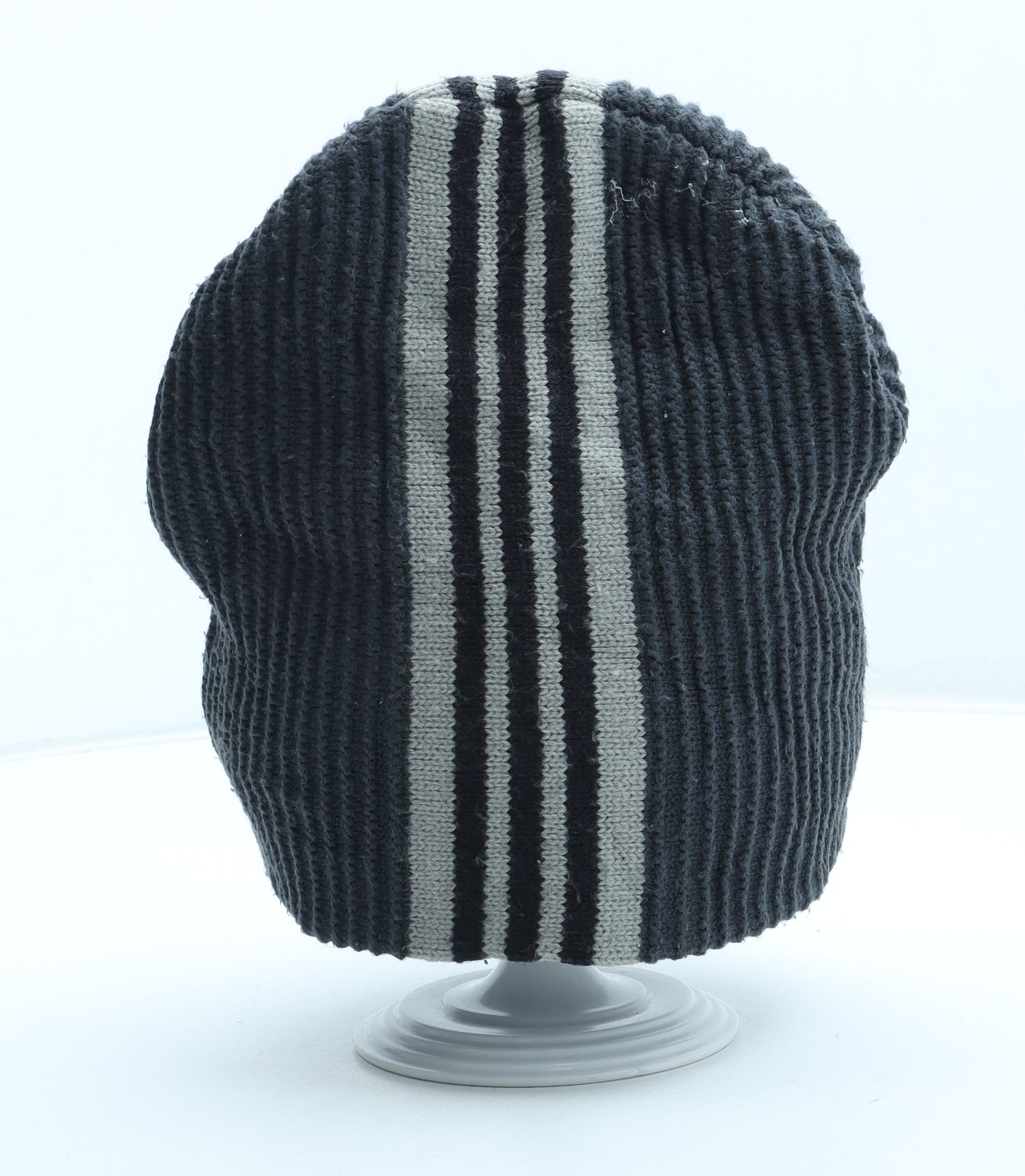 adidas Mens Grey Striped Acrylic Beanie One Size