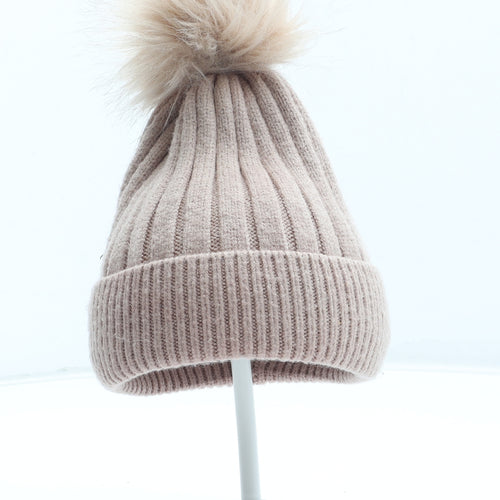 Primark Girls Pink Acrylic Bobble Hat Size S