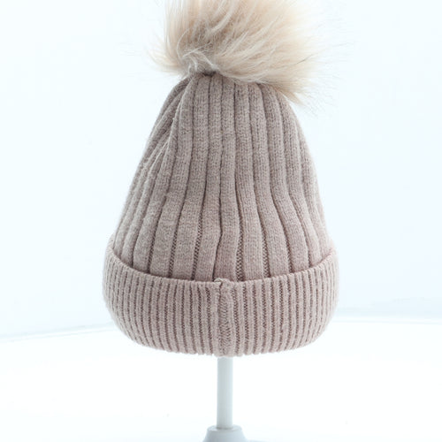 Primark Girls Pink Acrylic Bobble Hat Size S