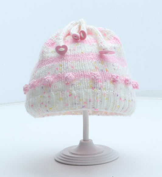 Preworn Girls Multicoloured Geometric Acrylic Beanie Size S