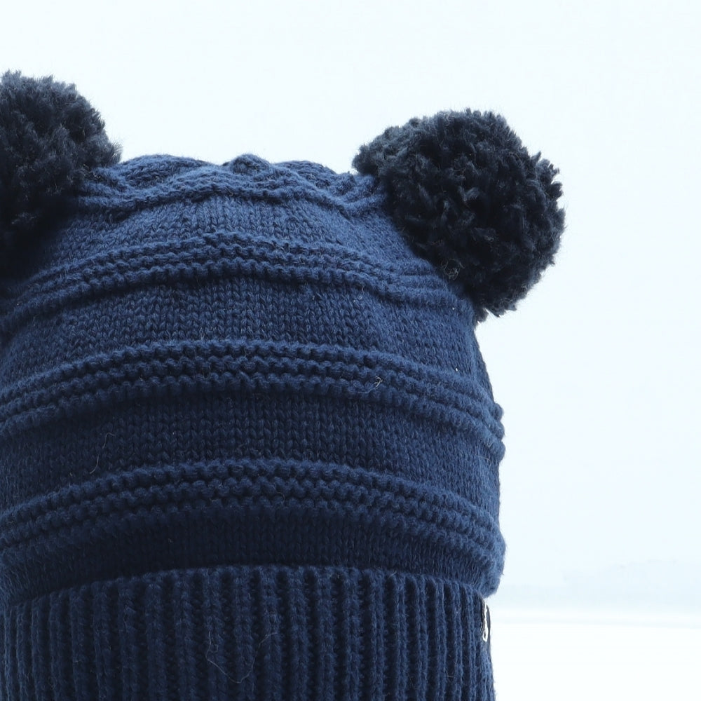 Joules Boys Blue 100% Cotton Winter Hat Size Adjustable - Bobble Hat