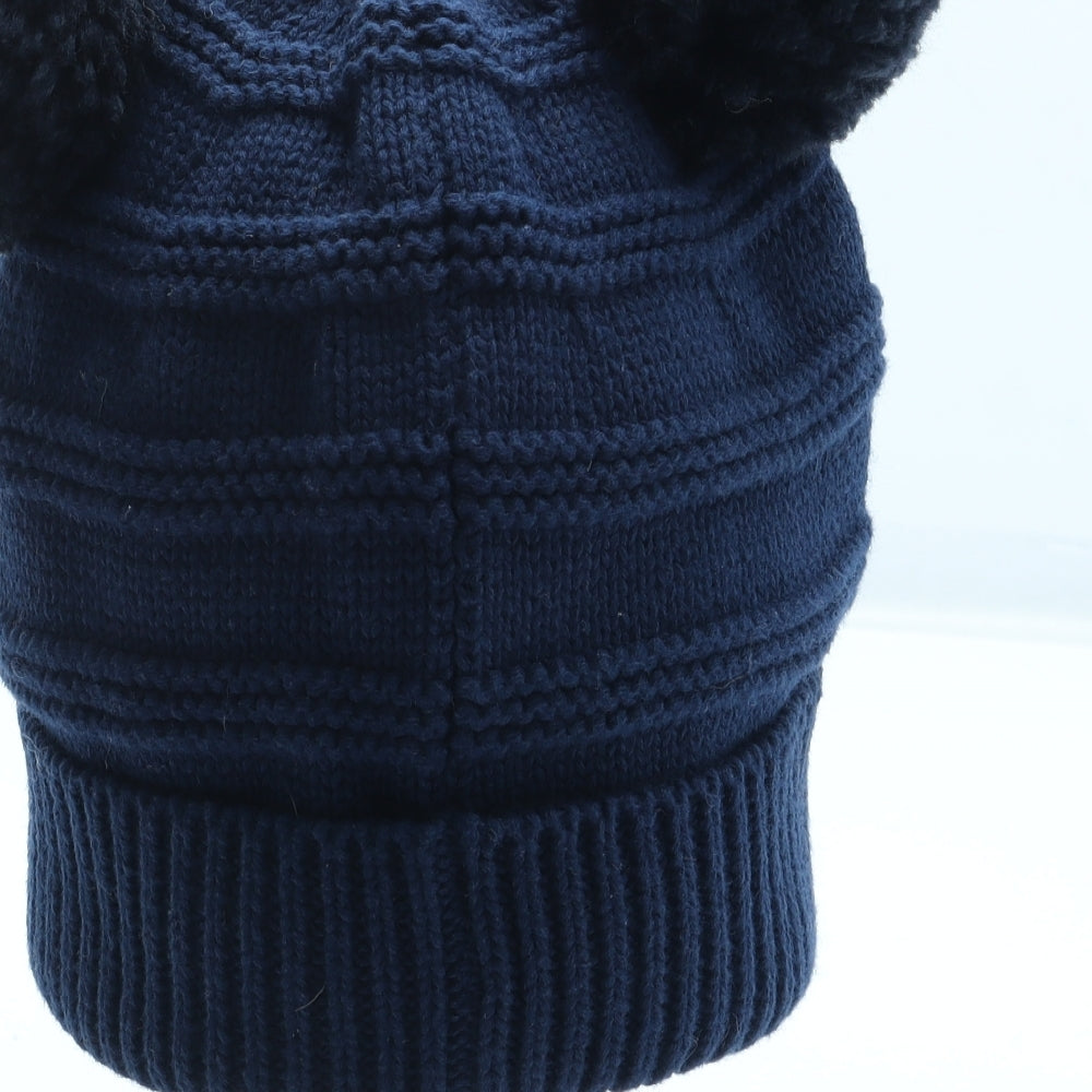 Joules Boys Blue 100% Cotton Winter Hat Size Adjustable - Bobble Hat