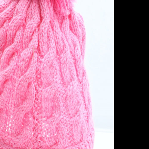 Preworn Girls Pink Acrylic Bobble Hat One Size
