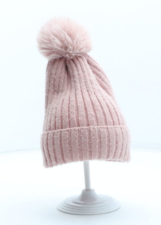 Primark Girls Pink Acrylic Bobble Hat One Size