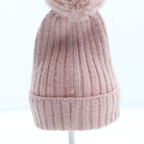 Primark Girls Pink Acrylic Bobble Hat One Size