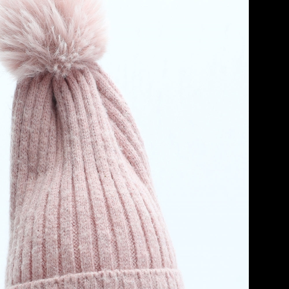 Primark Girls Pink Acrylic Bobble Hat One Size