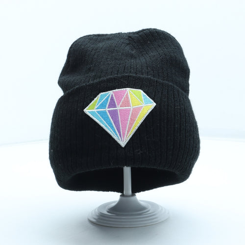 Preworn Womens Black Acrylic Beanie One Size - Diamond