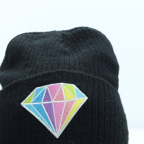 Preworn Womens Black Acrylic Beanie One Size - Diamond