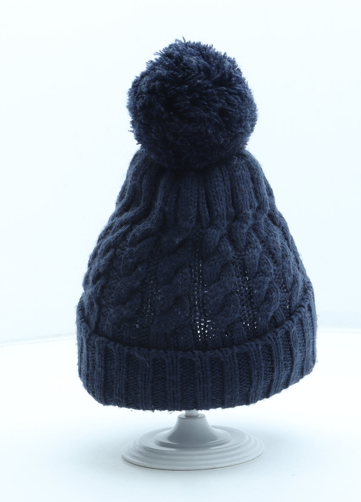 Penguin Mens Blue Polyester Beanie One Size - Pom Pom Detail
