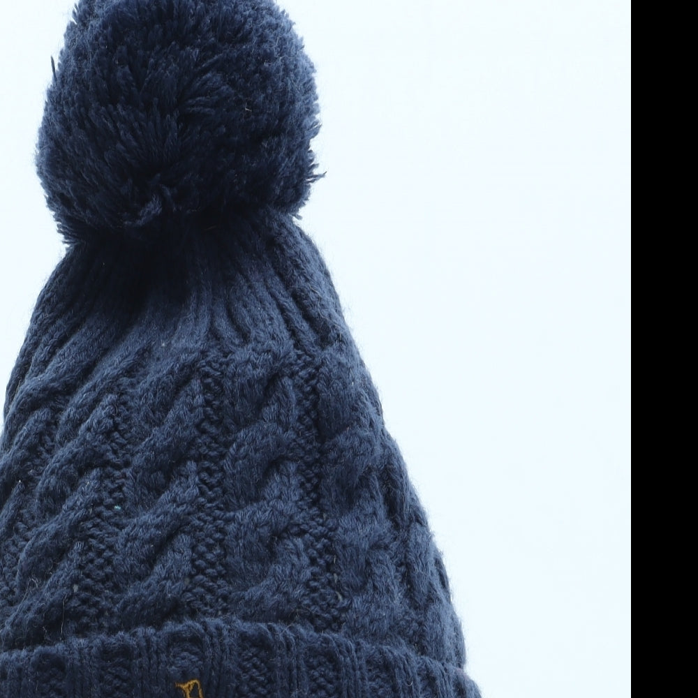Penguin Mens Blue Polyester Beanie One Size - Pom Pom Detail