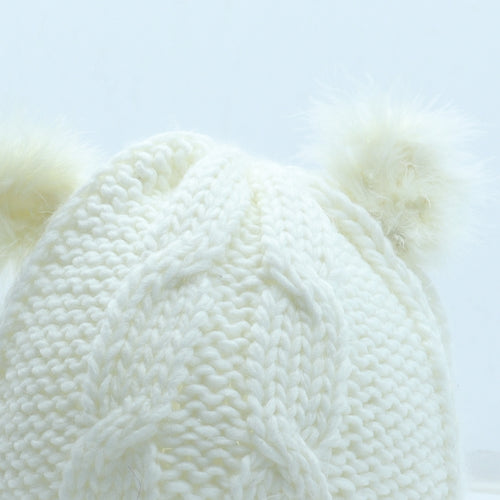 Preworn Girls White Acrylic Bobble Hat One Size