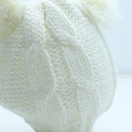 Preworn Girls White Acrylic Bobble Hat One Size