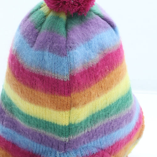 Preworn Girls Multicoloured Striped Acrylic Trapper Hat Size S