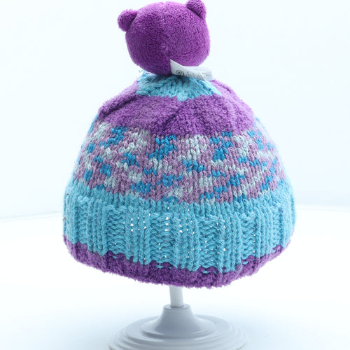 DMC Girls Multicoloured Geometric Acrylic Bobble Hat Size S - Owl Detail