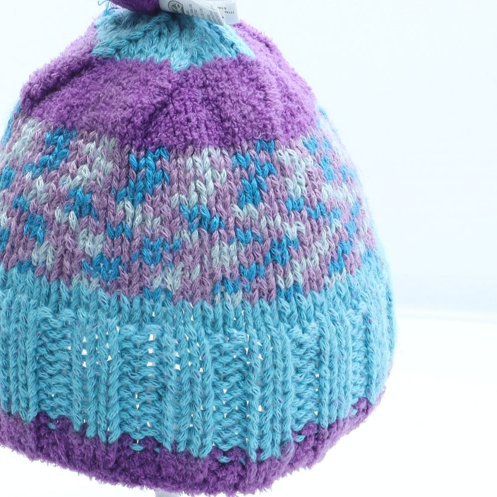 DMC Girls Multicoloured Geometric Acrylic Bobble Hat Size S - Owl Detail