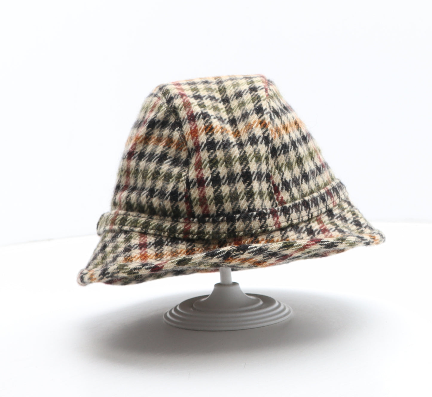 Essge Mens Brown Plaid Wool Trilby One Size
