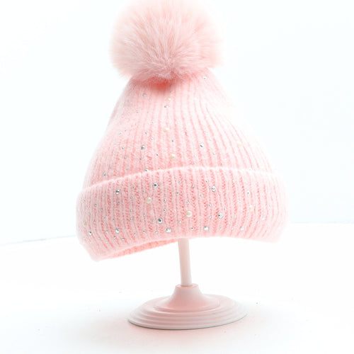 Primark Girls Pink Acrylic Winter Hat Size S