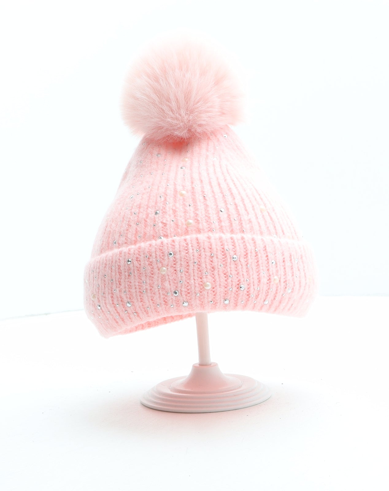 Primark Girls Pink Acrylic Winter Hat Size S