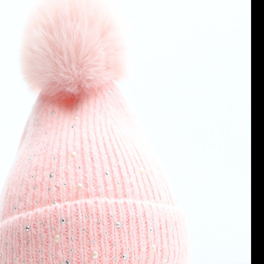 Primark Girls Pink Acrylic Winter Hat Size S
