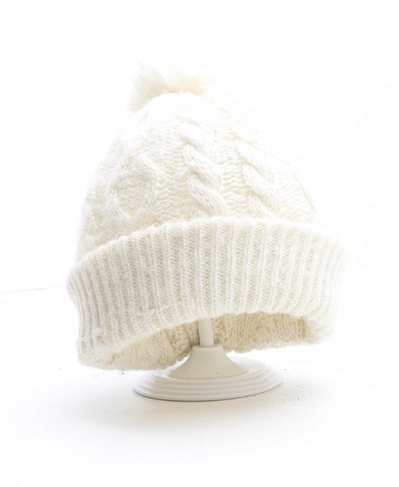 New Look Womens Beige Acrylic Bobble Hat One Size