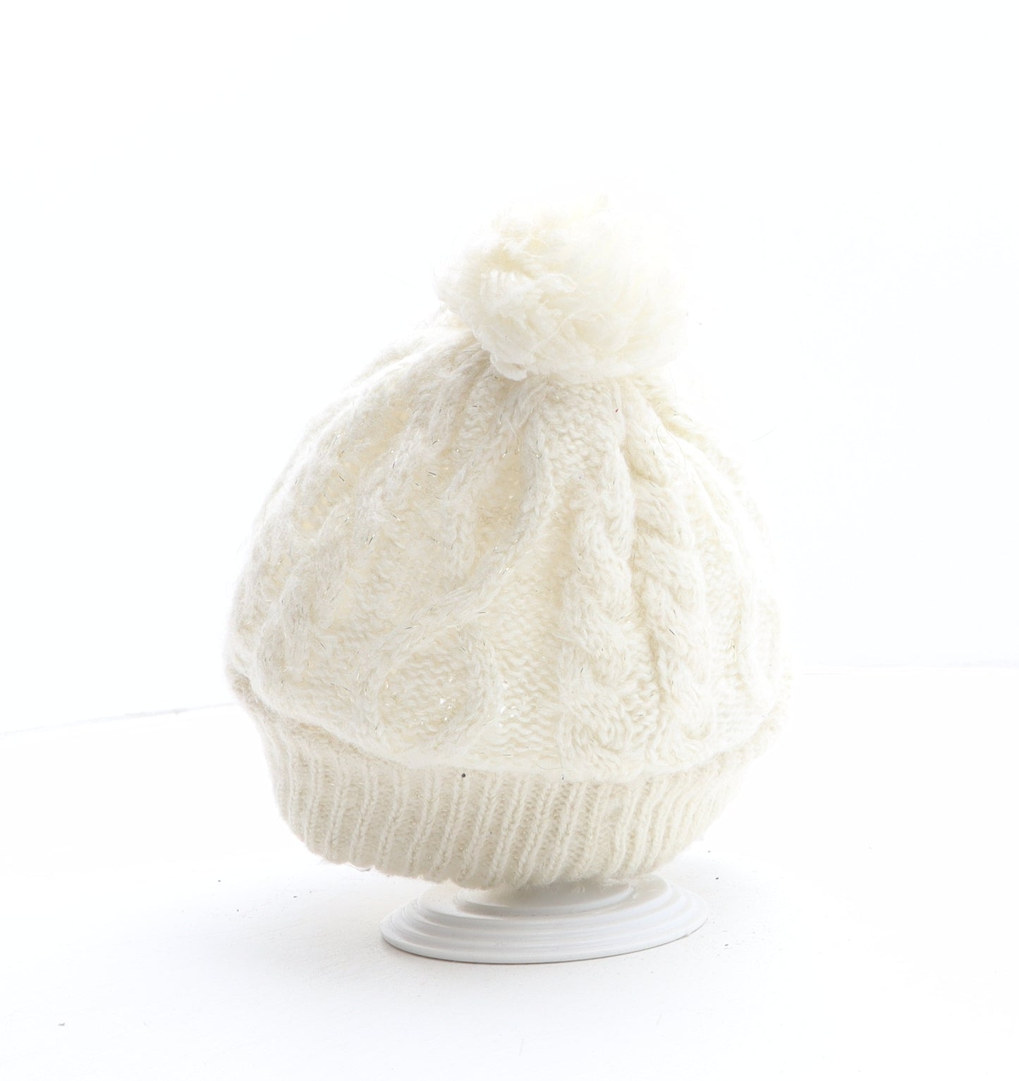 New Look Womens Beige Acrylic Bobble Hat One Size