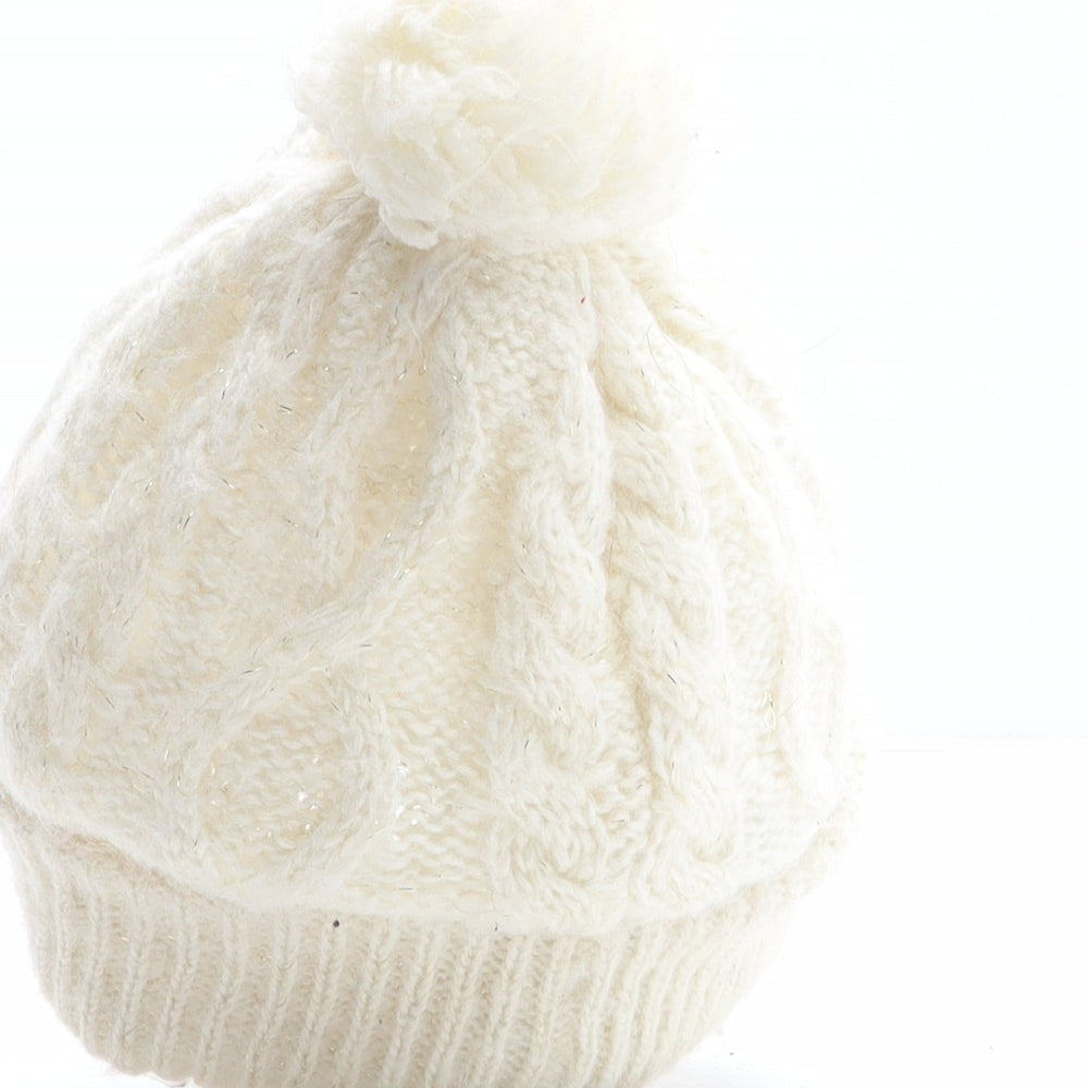 New Look Womens Beige Acrylic Bobble Hat One Size