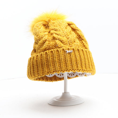 Juicy Couture Womens Yellow Acrylic Bobble Hat One Size