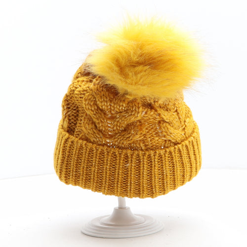 Juicy Couture Womens Yellow Acrylic Bobble Hat One Size