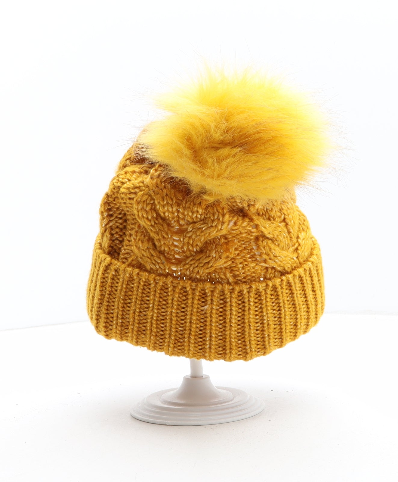 Juicy Couture Womens Yellow Acrylic Bobble Hat One Size