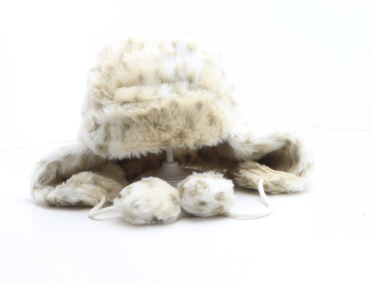 Marks and Spencer Womens Beige Animal Print Acrylic Trapper Hat One Size - Leopard Pattern