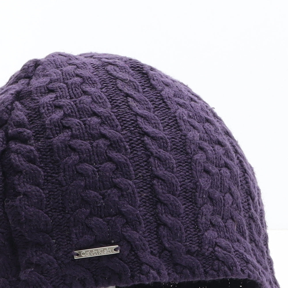 Calvin Klein Womens Purple Acrylic Winter Hat One Size