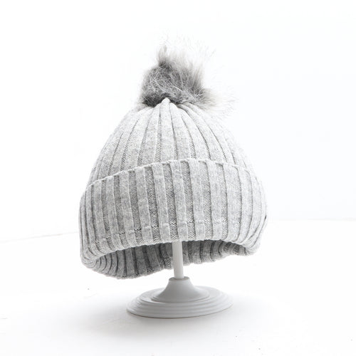 Primark Girls Grey Acrylic Bobble Hat One Size