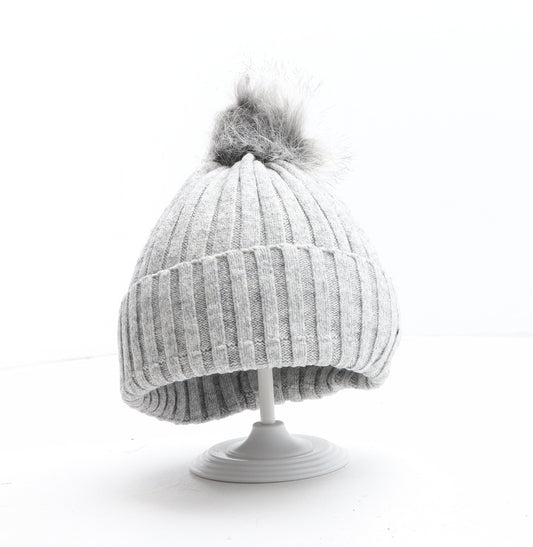 Primark Girls Grey Acrylic Bobble Hat One Size