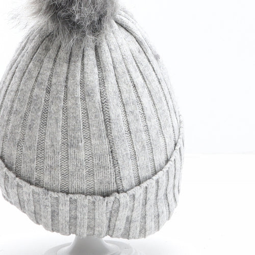 Primark Girls Grey Acrylic Bobble Hat One Size
