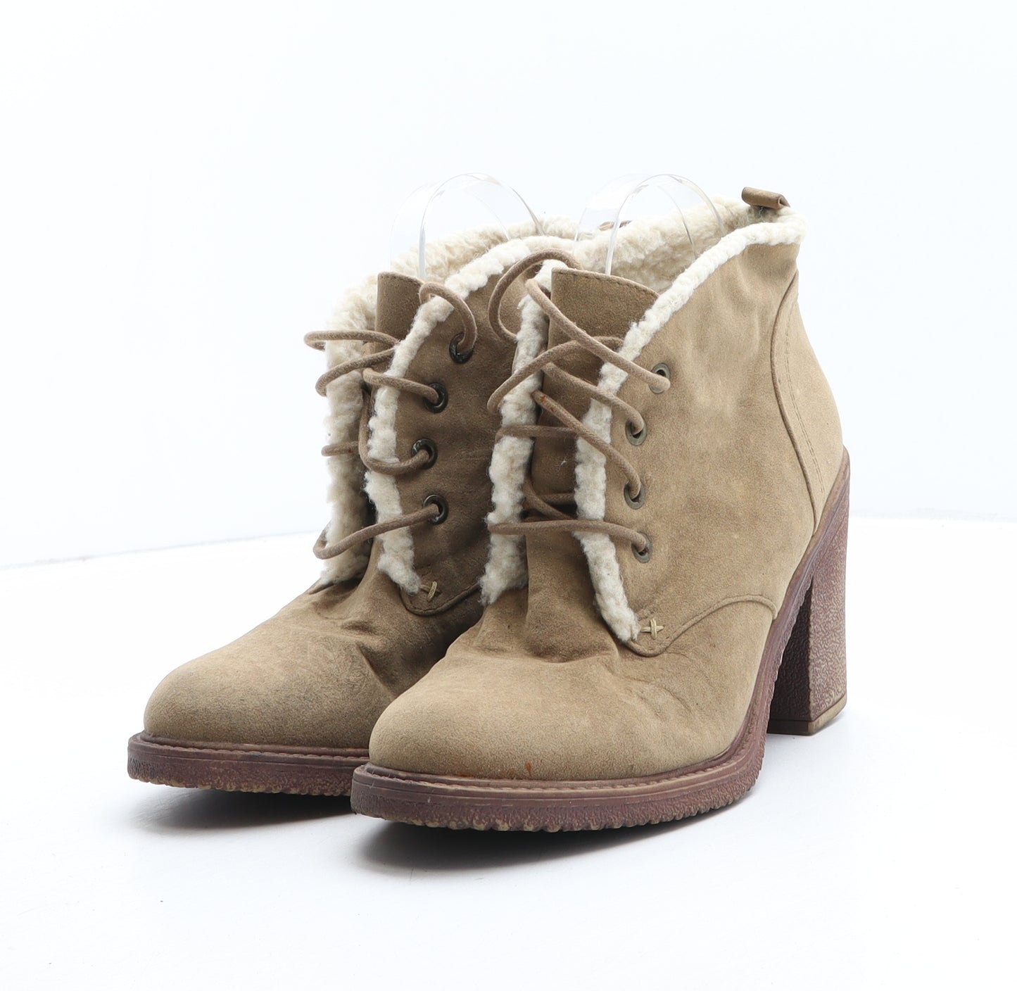 Fiore Womens Beige Synthetic Bootie Boot UK