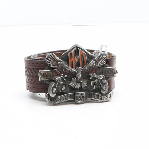 Harley-Davidson Mens Brown Solid Leather Dress Belt Belt Size 38