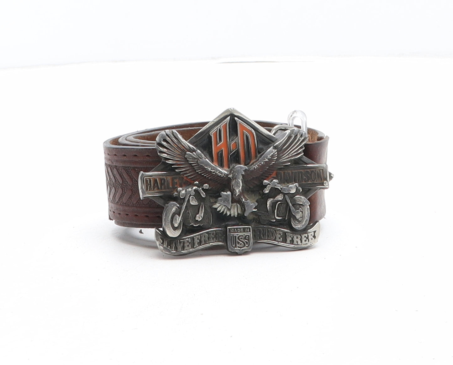 Harley-Davidson Mens Brown Solid Leather Dress Belt Belt Size 38