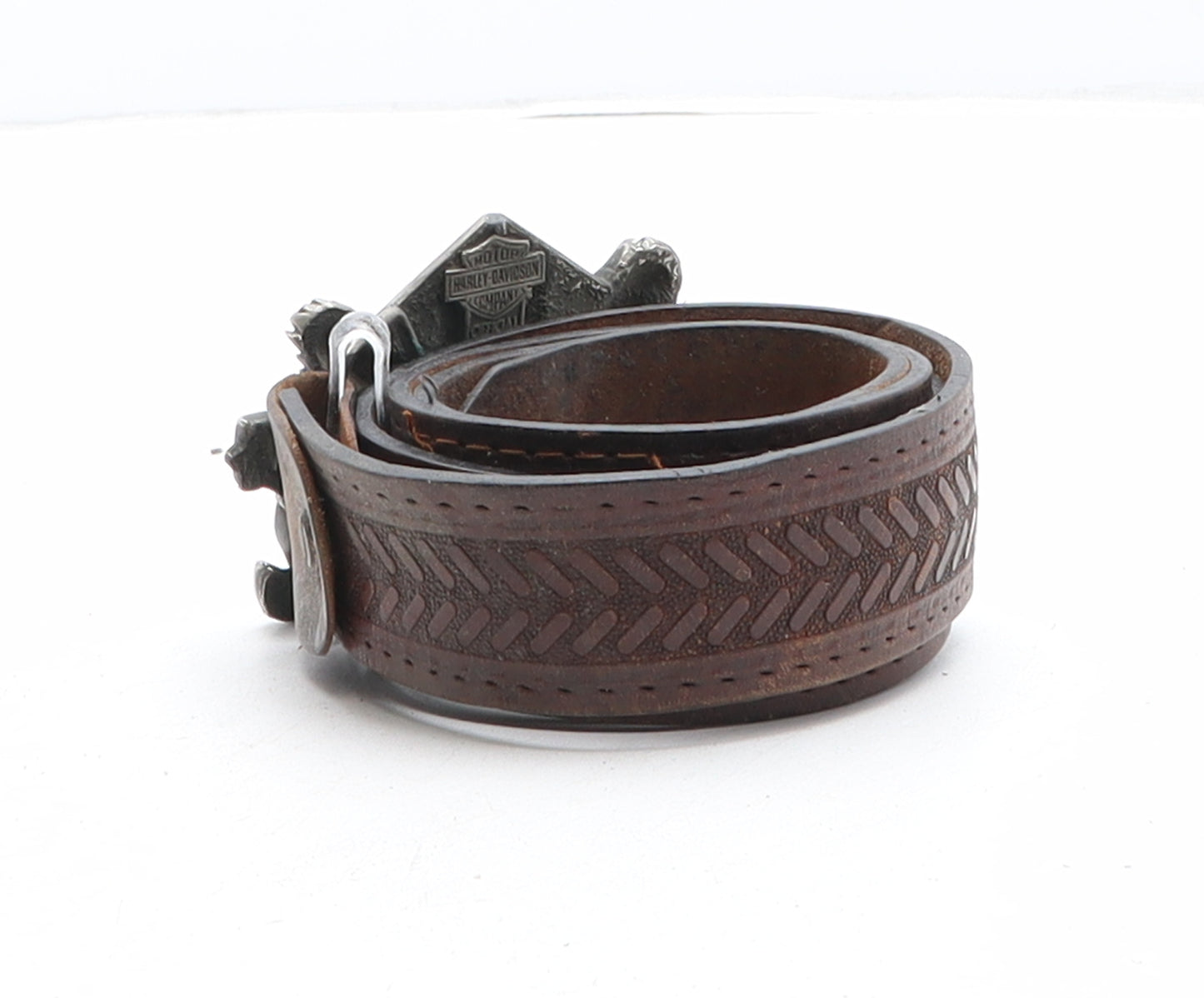 Harley-Davidson Mens Brown Solid Leather Dress Belt Belt Size 38