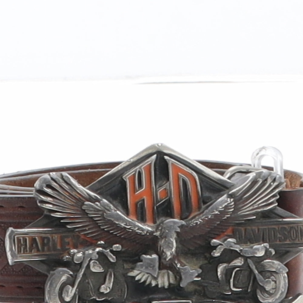 Harley-Davidson Mens Brown Solid Leather Dress Belt Belt Size 38