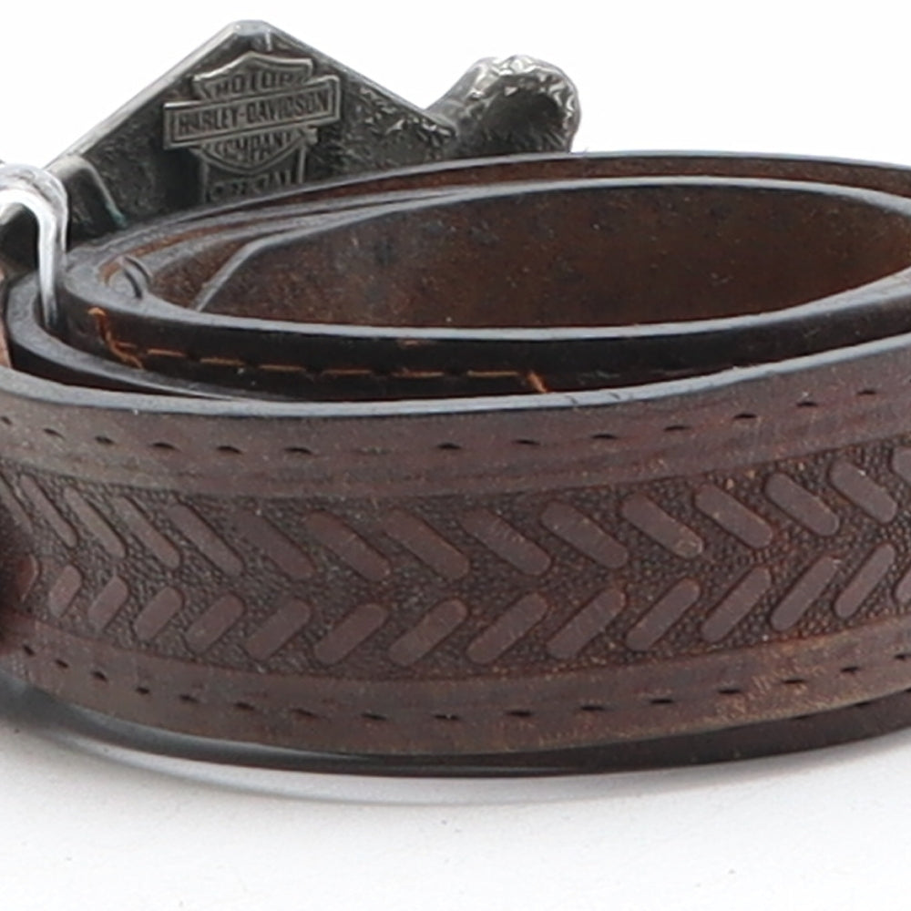 Harley-Davidson Mens Brown Solid Leather Dress Belt Belt Size 38