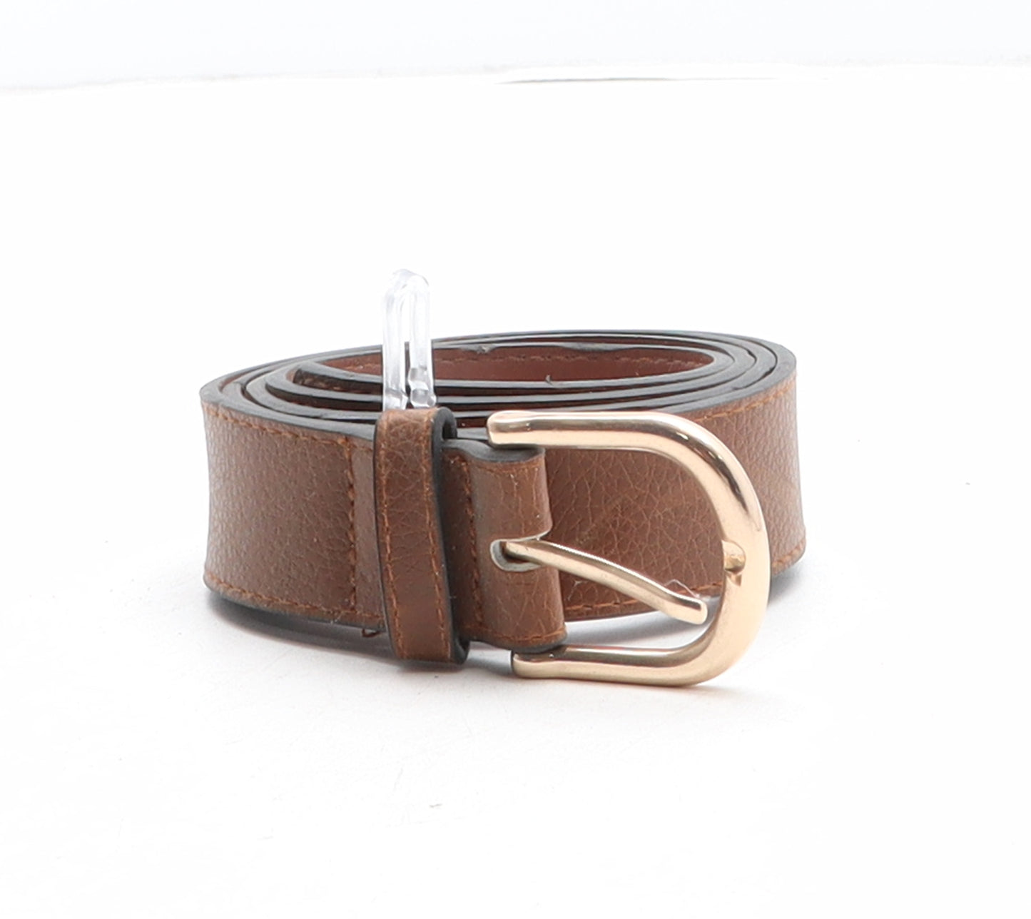 H&M Womens Brown Solid Polyurethane Basic Belt Belt Size M