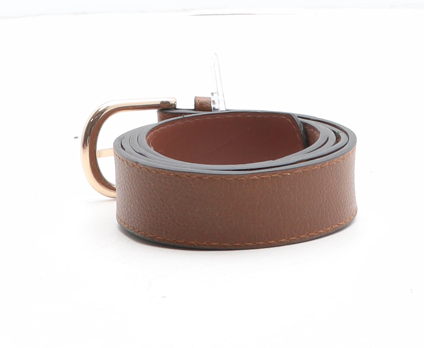 H&M Womens Brown Solid Polyurethane Basic Belt Belt Size M
