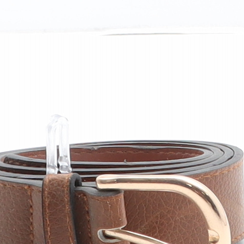 H&M Womens Brown Solid Polyurethane Basic Belt Belt Size M