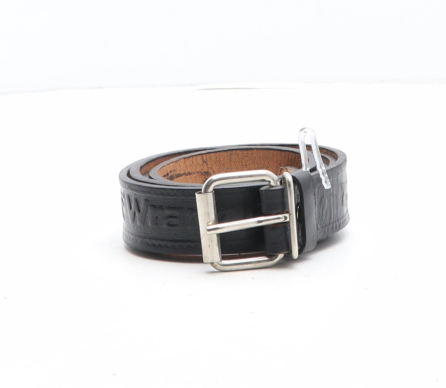 Wrangler Mens Black Solid Leather Dress Belt Belt Size 46