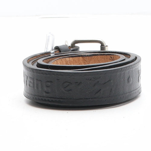 Wrangler Mens Black Solid Leather Dress Belt Belt Size 46