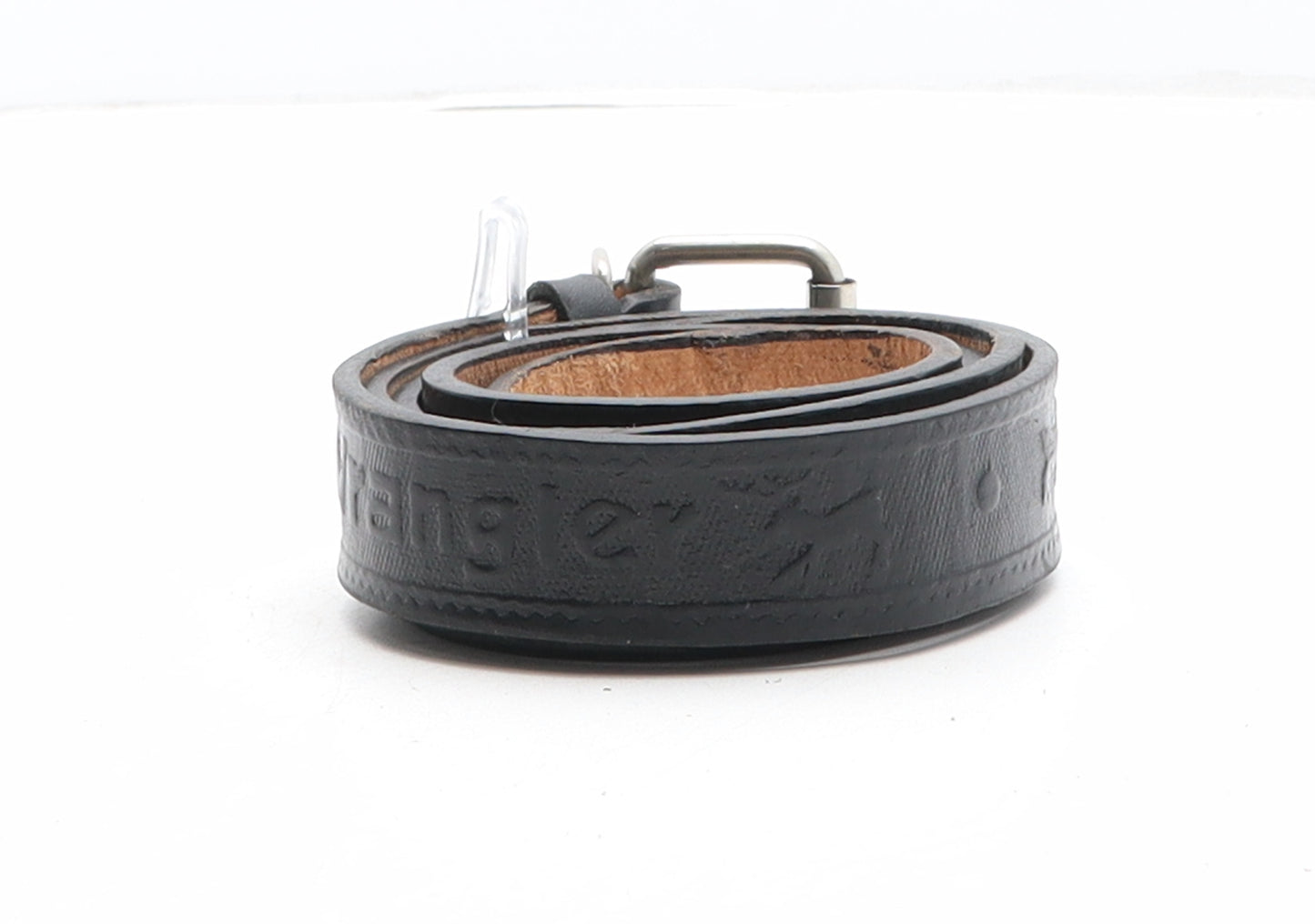 Wrangler Mens Black Solid Leather Dress Belt Belt Size 46