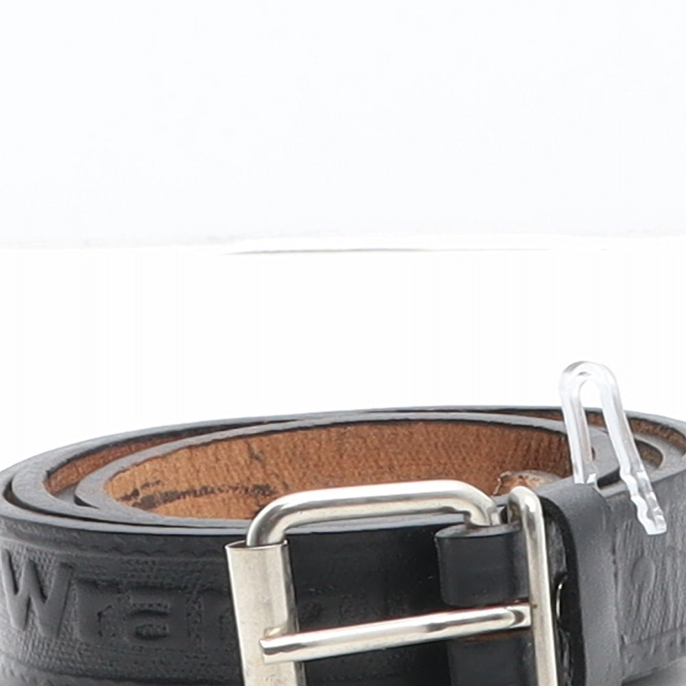 Wrangler Mens Black Solid Leather Dress Belt Belt Size 46