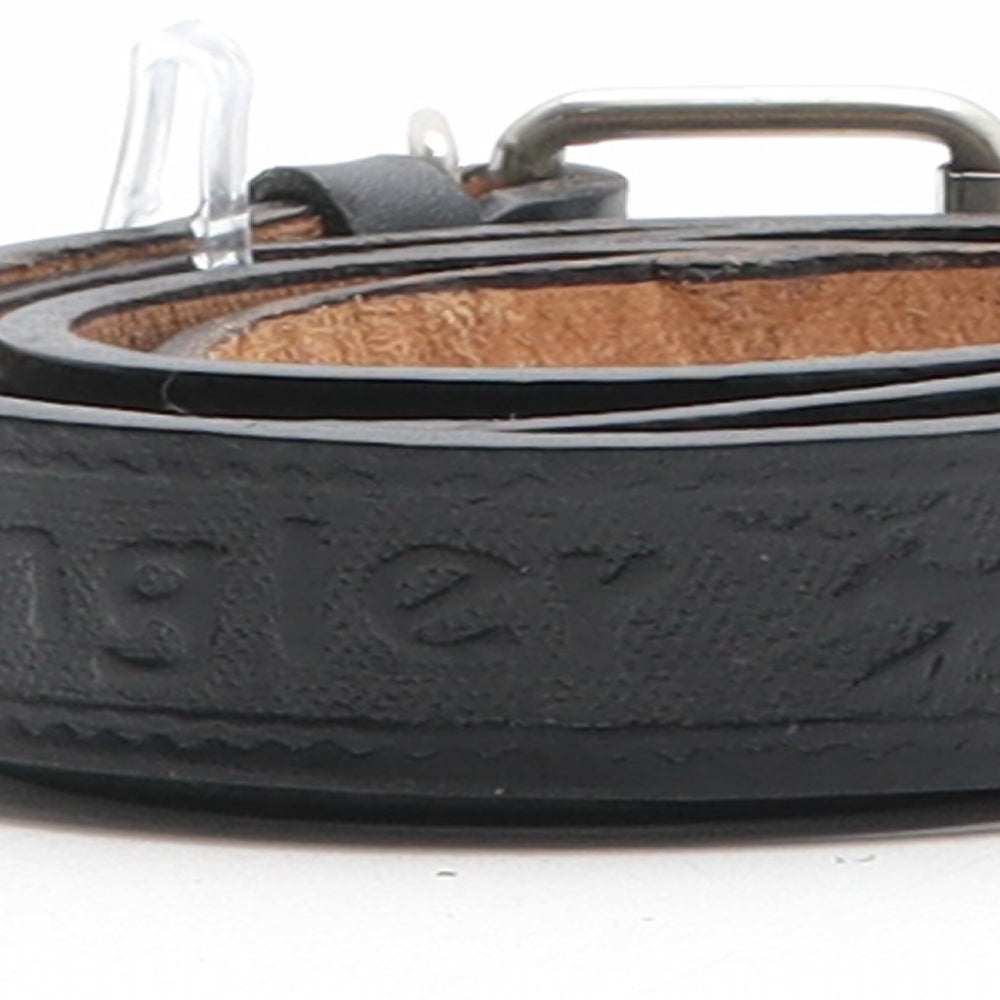 Wrangler Mens Black Solid Leather Dress Belt Belt Size 46