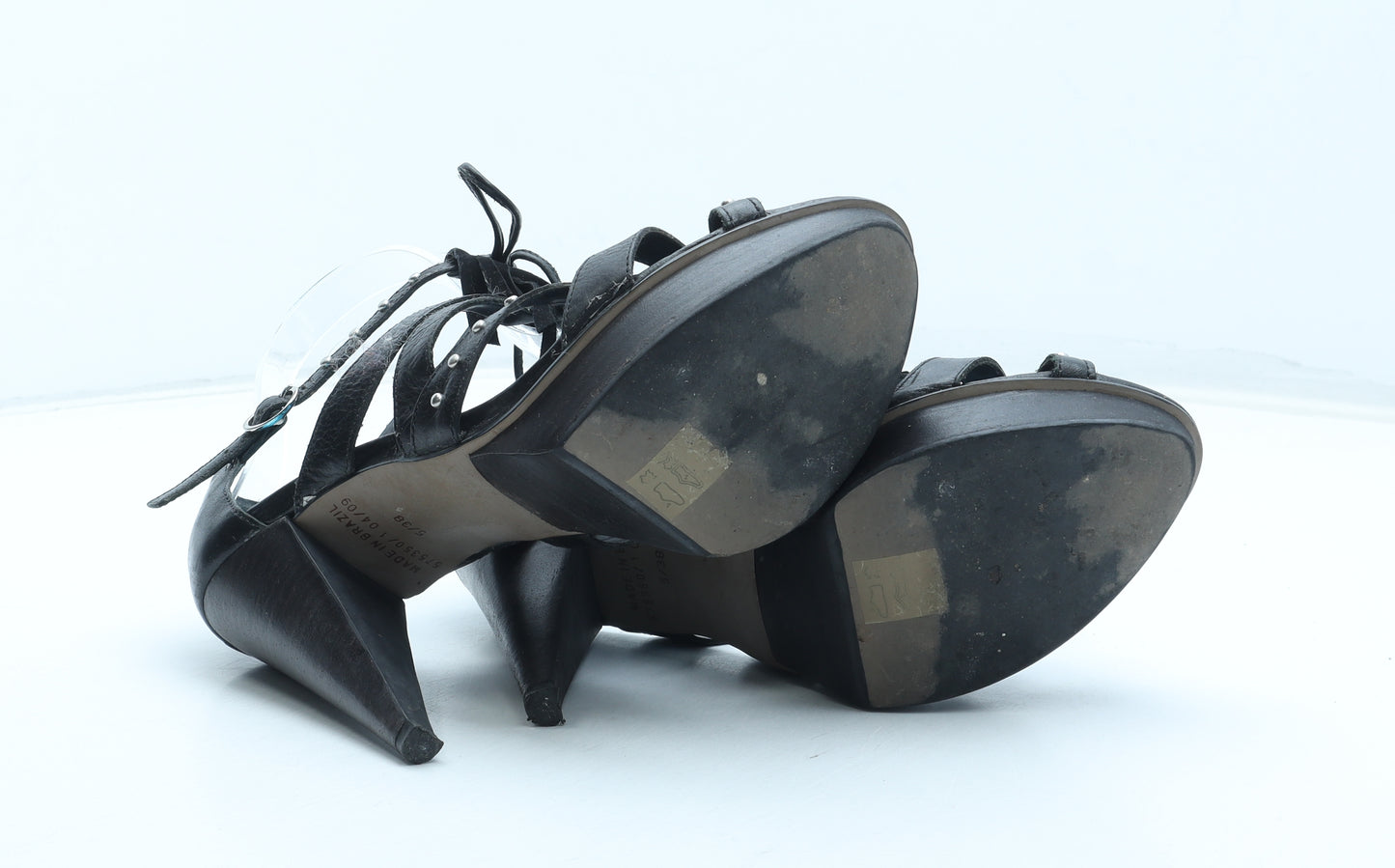 River Island Womens Black Polyurethane Strappy Heel UK